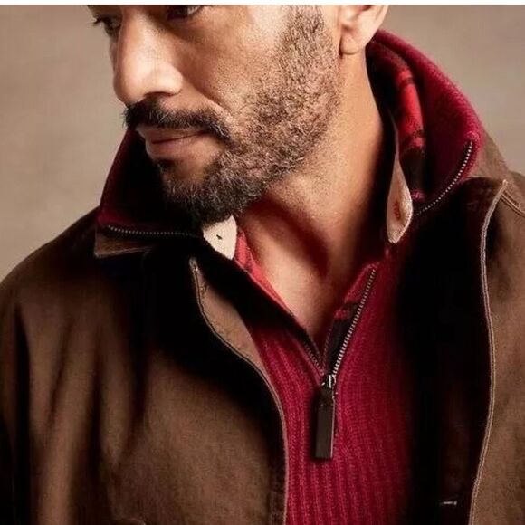 Banana republic Italian yarn thick ribbed half zip collared red sweater size l - Picture 14 of 14